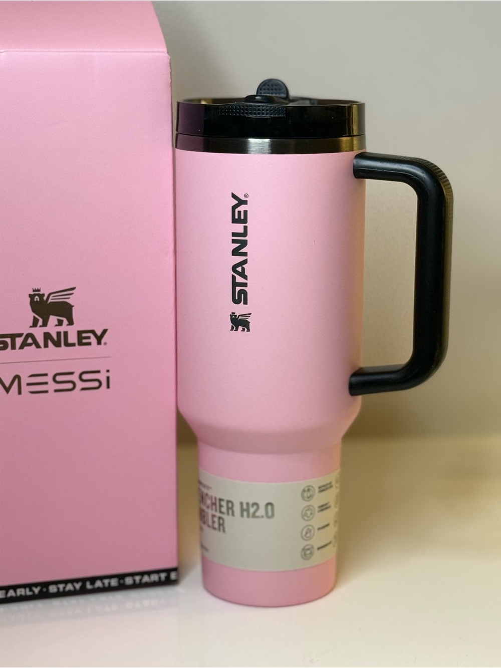 Limited Messi Stanley Pink Travel Mug with Handle 40 Oz
